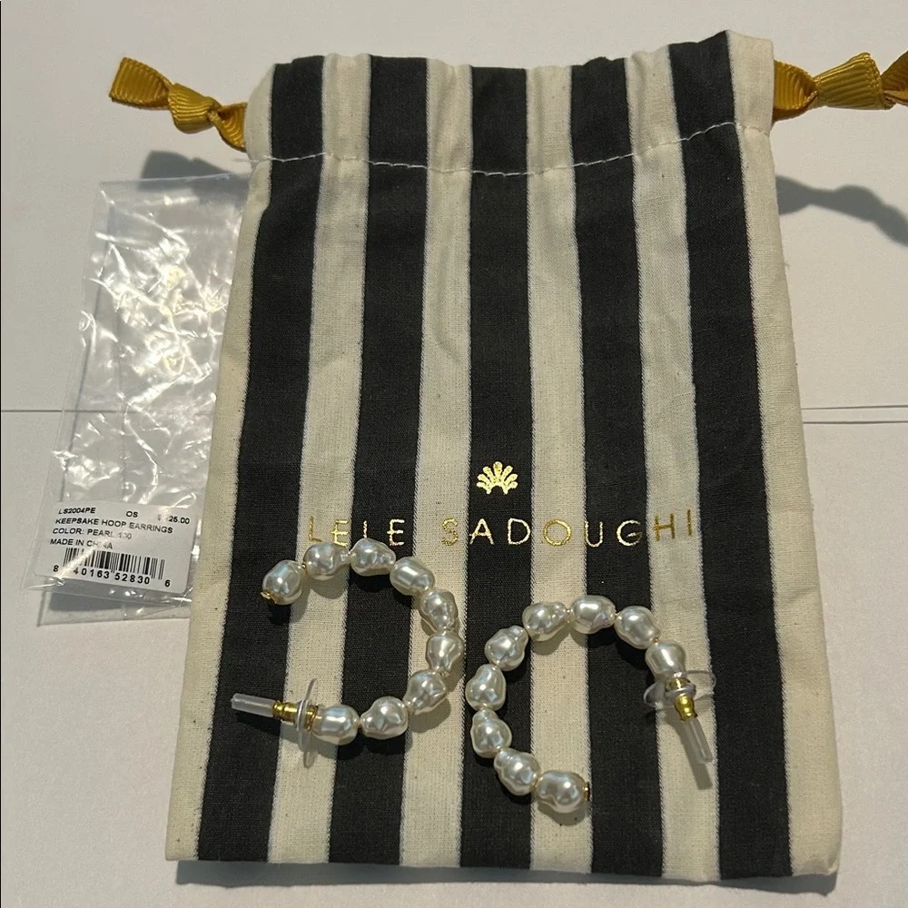 Lele Sadoughi Gold and White Faux Pearl Earrings